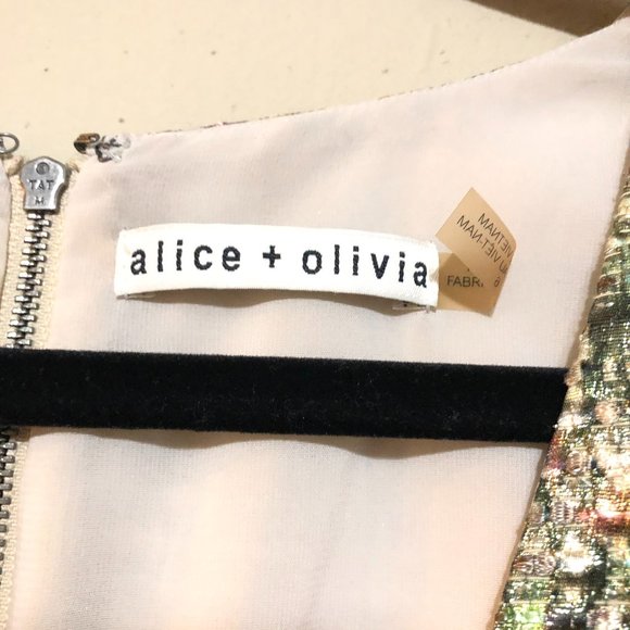 ALICE + OLIVIA METALLIC SHIMMERING GOLD DRESS SZ 6 - Picture 7 of 11